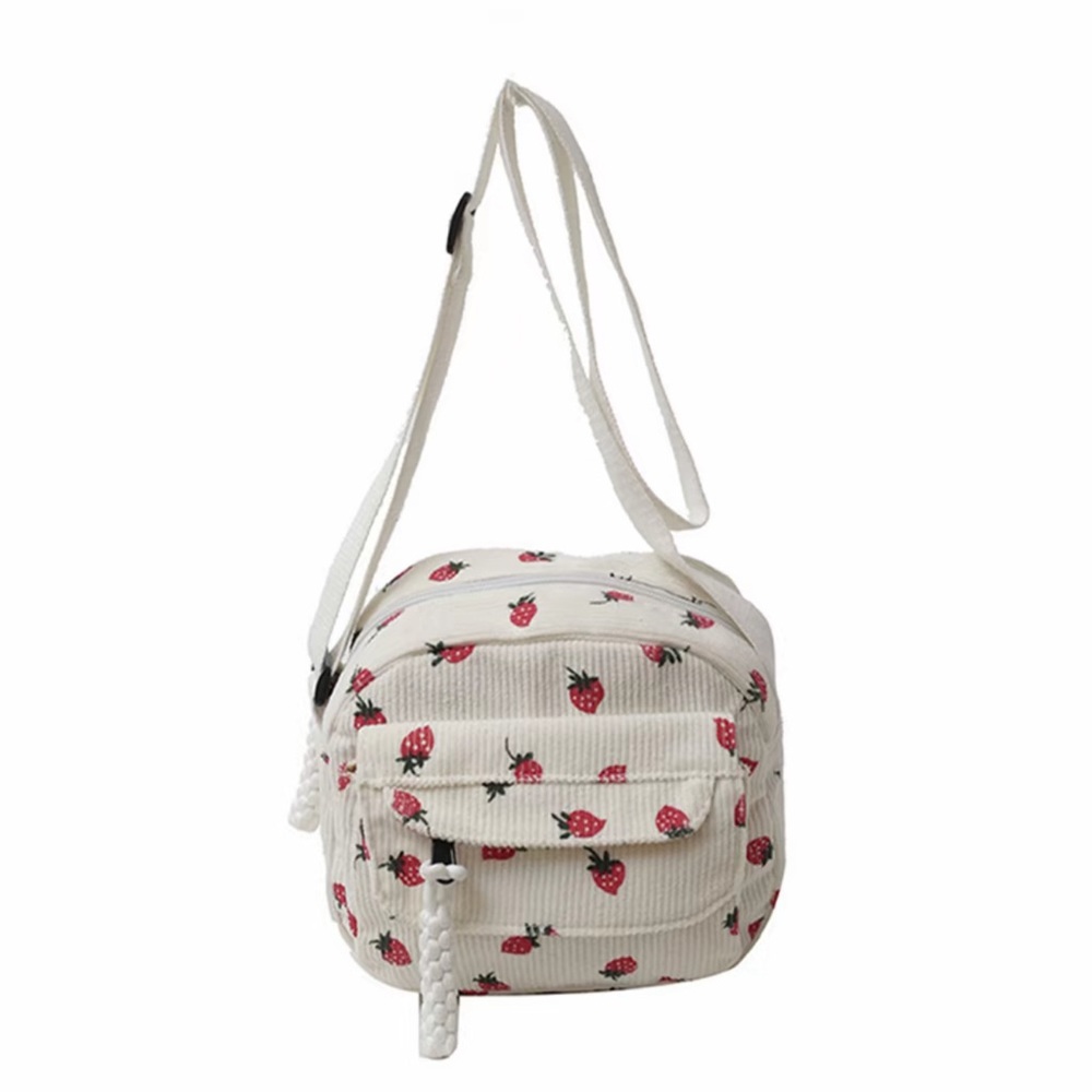 White Strawberry Corduroy Bag